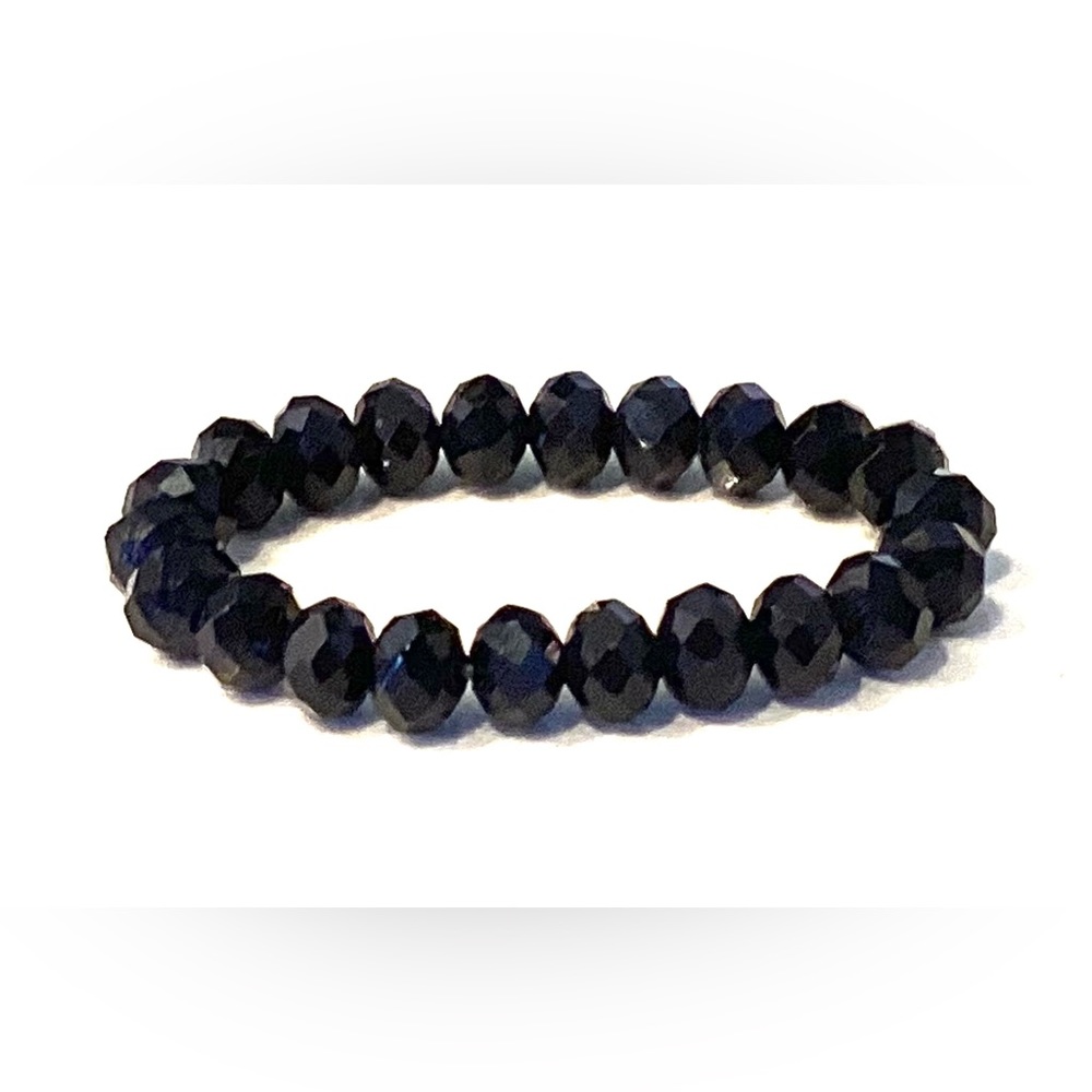 Elegant Black Crystal Beaded Stretch Bracelet